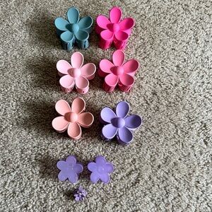 Flower Hair‎ Claw Clips - Huge lot of 9 Clips - Large, Small & Mini EUC